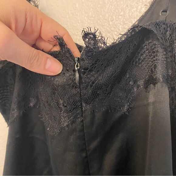 Missguided black BOHO LACE TRIM SPAGHETTI STRAP cami slip top v neck sexy 4 - Picture 5 of 10